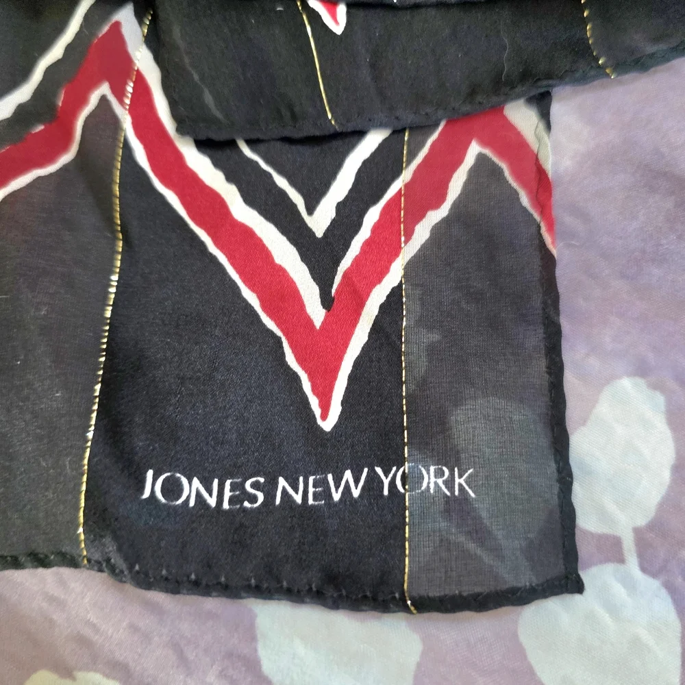 Jones New York Silk Scarf Black Red And Women's Scarf Summer Scarf Purse Scarf